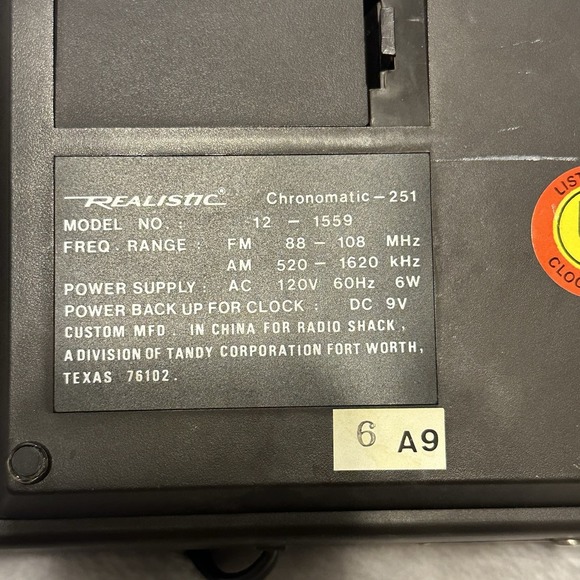 Vintage Realistic Chronomatic 251 Dual Alarm Clock AM/FM Radio #12-1559 Working - Picture 7 of 16
